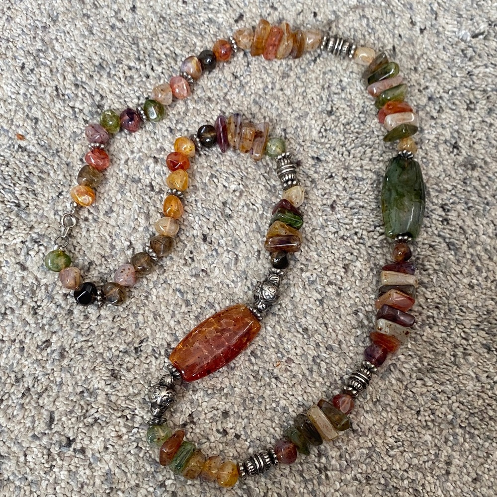 Vintage Super Lightweight Acrylic 30" Necklace Multicolor Irregular Shaped Beads